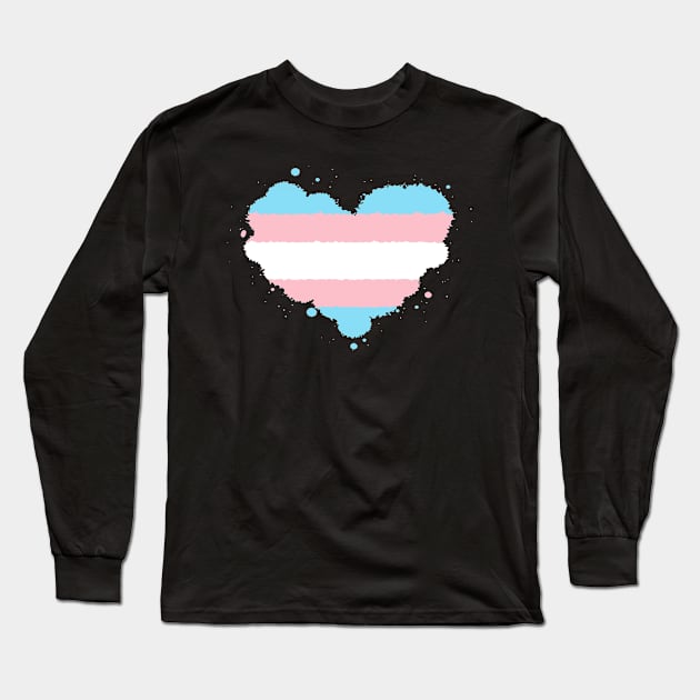 Transgender Pride Heart Flag Awareness Long Sleeve T-Shirt by BrightGift